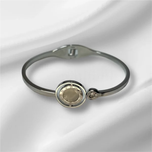 Reversible Charm Bracelet with Mica Shell Inlay & Roman Numerals - Available in Gold and Silver - Image 9